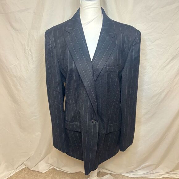 Ralph Lauren RL Pin Stripe Charcoal Womens Blazer Suit Jacket Designer - Picture 1 of 7